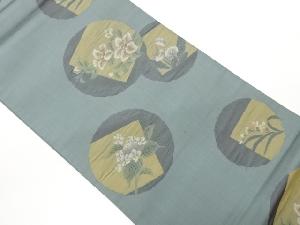 丸文に花々・色紙模様織出し袋帯